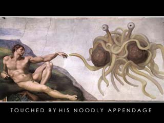 Flying Spaghetti Monster - Touched By His Noodly Appendage desktop background.