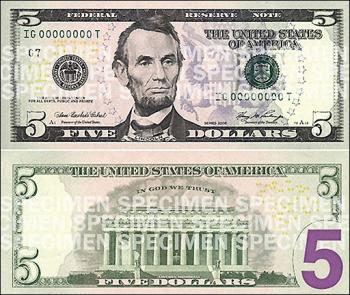 New 5 Dollar Bill