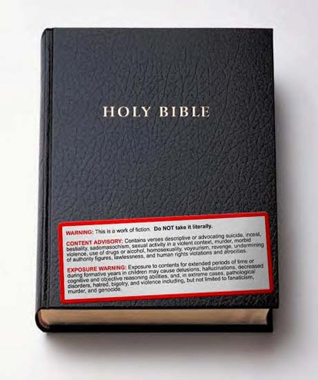 Holy Bible warning sticker