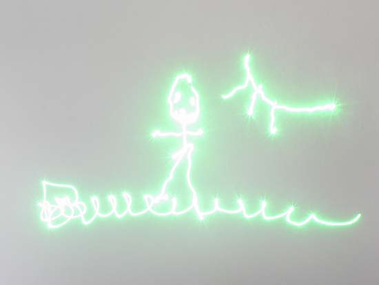 Stick figure drawn with a laser