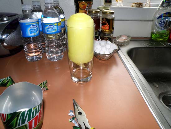Frozen Mountain dew in a glass.
