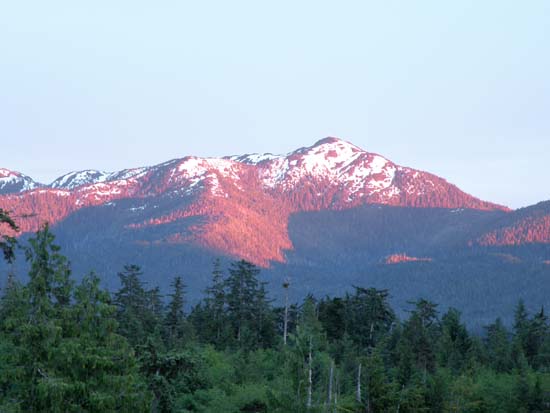 Mountain sunset shadows.