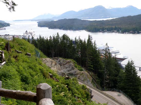 Volendam, Mercury, Star Princess, and Norwegian Sun in Ketchikan, Alaska. July 1, 2008.