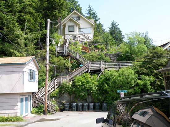 House on the side of the mountain. Many stairs.