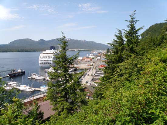 View of Newtown Ketchikan, Alaska from an obscure boardwalk. July 1, 2008.