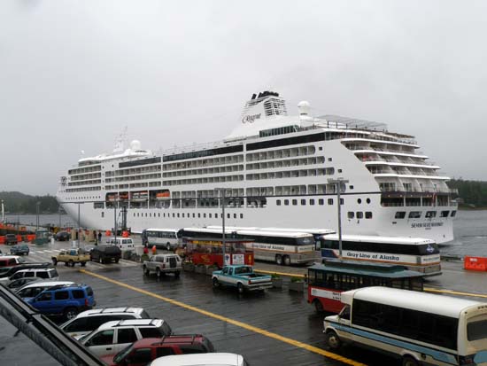 Seven Seas Mariner docking in Ketchikan, Alaska. July 7, 2008.