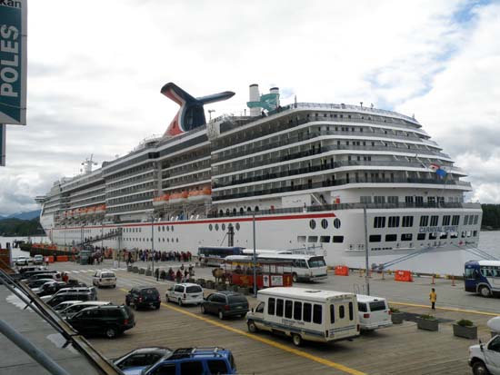 Carnival Spirit unloading passengers in Ketchikan, Alaska. July 14, 2008.