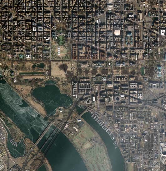 Satellite image of Washington DC on the day of Obama's Inauguration