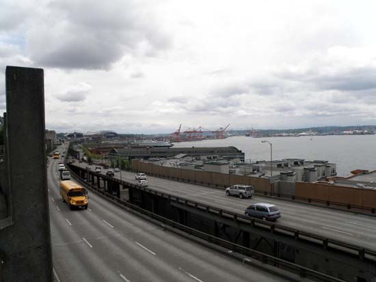 Near the waterfront, looking toward the Quest Field stadium.