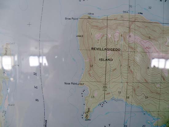 Topographical map of Brow Point, Nose Point, and Chin Point.