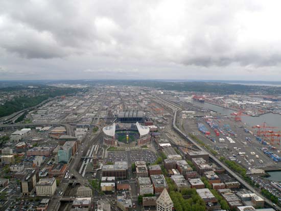 Quest Field stadium and surrounding area.