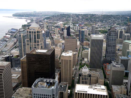 Looking toward the Space Needle from the 73rd floor.