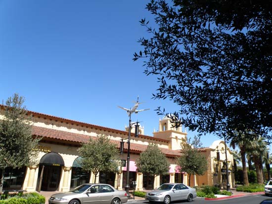 Las Vegas Town Square with low flying aircraft