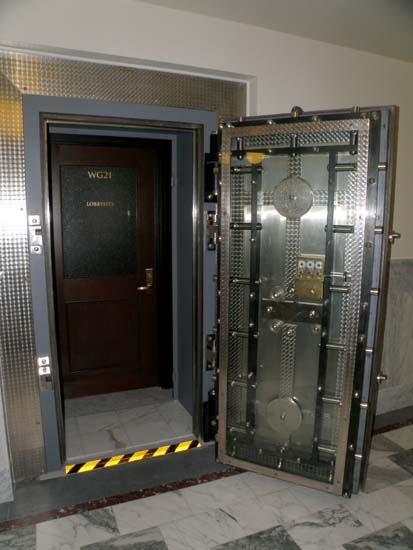 Lobbyists door behind a safe door.