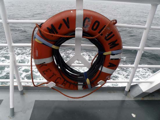 M/V Columbia orange life ring