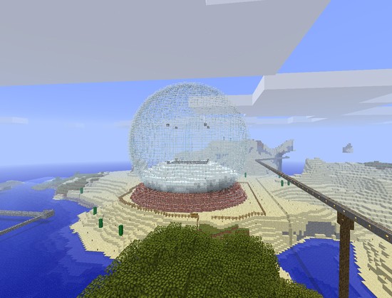 Giant snow globe built in Minecraft