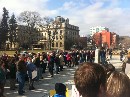 Rally on state Capitol sidewalk