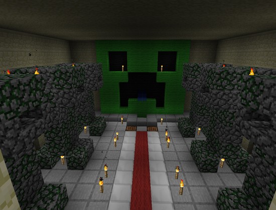 Creeper themed mob grinder collection room